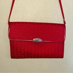 Pierre Cardin Red Monogram Turn-Lock Crossbody Bag